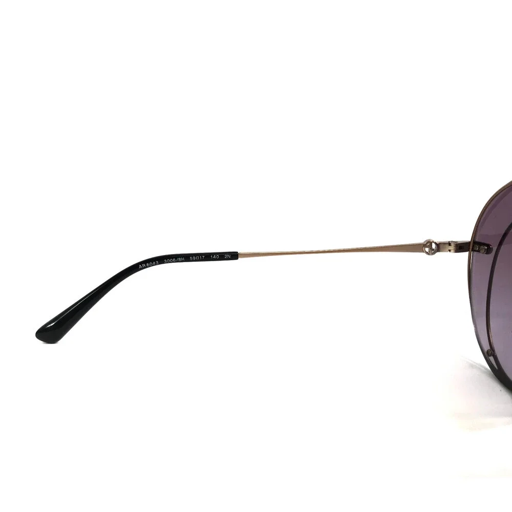 Giorgio Armani Sunglasses AR6043 3006/8H Gold Rimless Frames with Purple Lenses